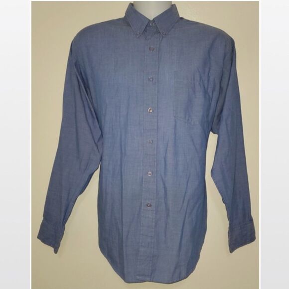 Men Shirt Light Blue Button Down Size 17 34/35 - Picture 2 of 11